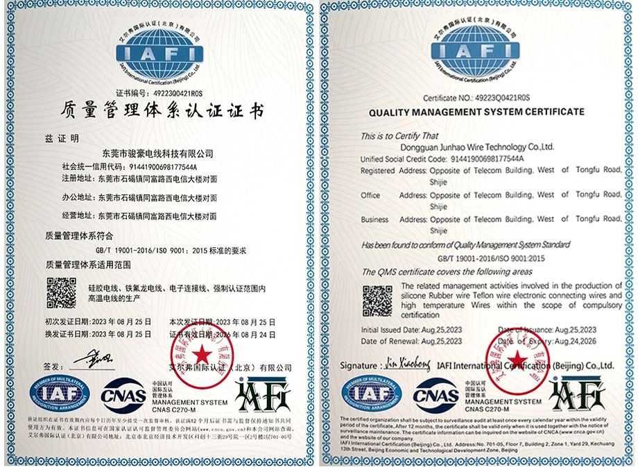 拉斯维加斯3499质量管理体系认证证书ISO9001